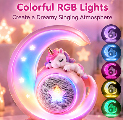 🌙 CKRIVIAN® Unicorn Crescent Moon Karaoke Machine for Kids – Dual Wireless Microphones