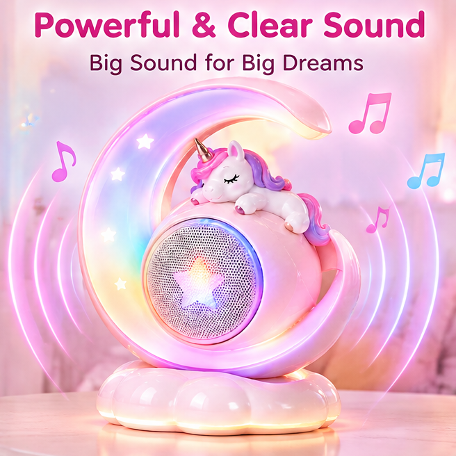 🌙 CKRIVIAN® Unicorn Crescent Moon Karaoke Machine for Kids – Dual Wireless Microphones