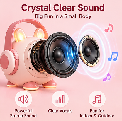 🐰 CKRIVIAN® Glowing Bunny Karaoke Machine – Pixel Expression Screen & Dual Mics
