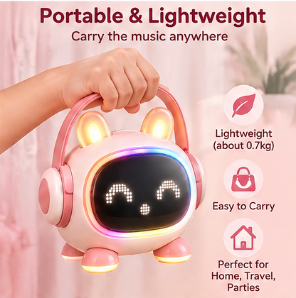 🐰 CKRIVIAN® Glowing Bunny Karaoke Machine – Pixel Expression Screen & Dual Mics