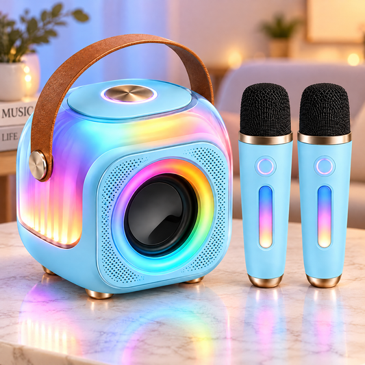 👜 CKRIVIAN® Mini Portable Karaoke Machine – Dual Wireless Mics & Premium Leather Handle