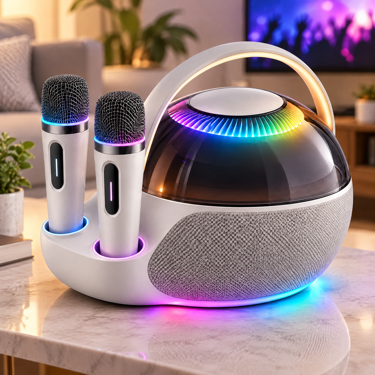 🔋 CKRIVIAN® All-in-One Portable Karaoke Speaker System – Dual Wireless Mics & Built-in Dock