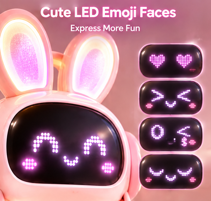 🎤 CKRIVIAN® 9-in-1 Bunny Karaoke Machine – Dual Wireless Mics, Starry Projector & LED Emoji Lights