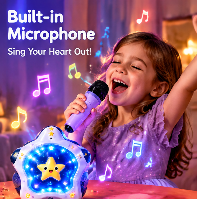 ⭐ CKRIVIAN® Star Kids Karaoke Machine – Wireless Mic, Starry Projector & Bluetooth Speaker