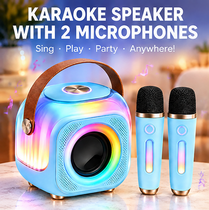 👜 CKRIVIAN® Mini Portable Karaoke Machine – Dual Wireless Mics & Premium Leather Handle