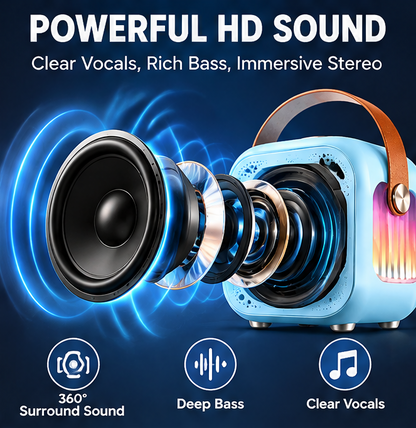 👜 CKRIVIAN® Mini Portable Karaoke Machine – Dual Wireless Mics & Premium Leather Handle