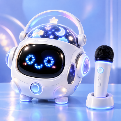 🚀 CKRIVIAN® Kids Karaoke Machine – Wireless Mic, Starry Projector & Animated LED Emoji Lights