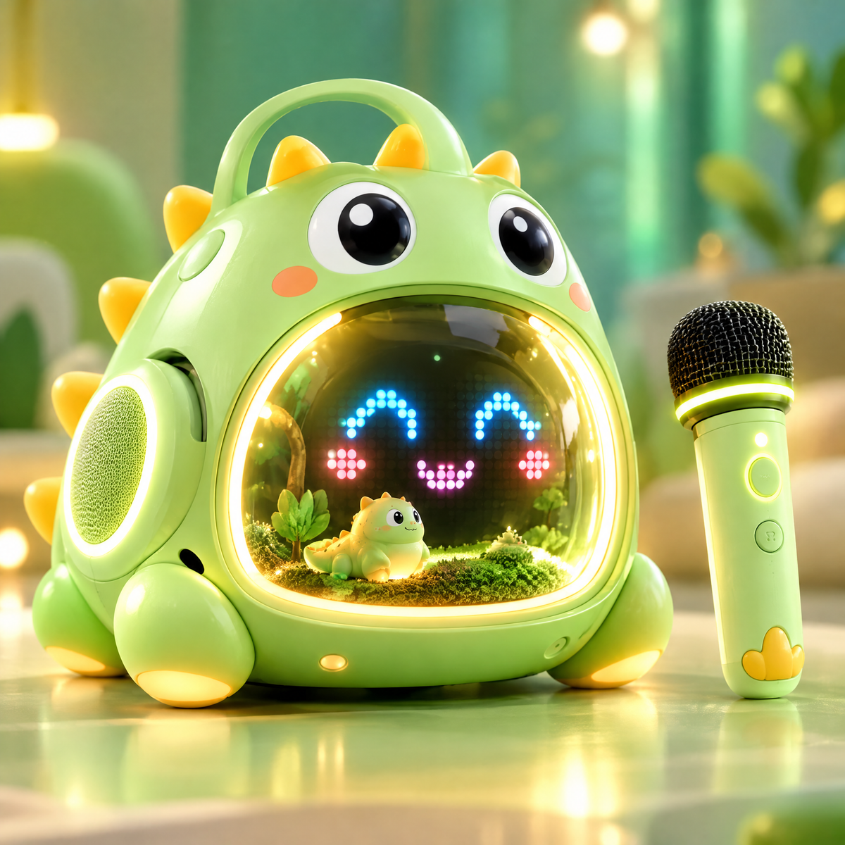 🦖 CKRIVIAN® Dino Kids Karaoke Machine – Dual Wireless Mics, Bluetooth 5.3 & LED Light Show