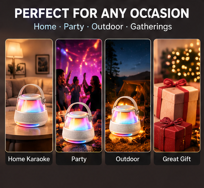 🎮 CKRIVIAN® Portable RGB Karaoke Machine – Removable Wireless Controller & 2 Mics