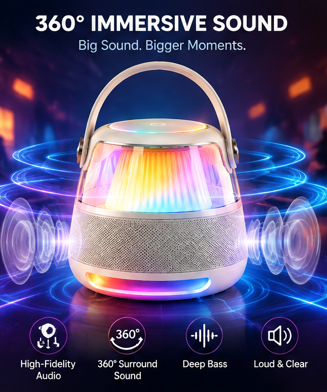 🎮 CKRIVIAN® Portable RGB Karaoke Machine – Removable Wireless Controller & 2 Mics