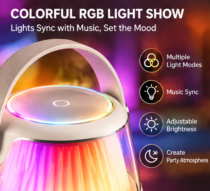 🎮 CKRIVIAN® Portable RGB Karaoke Machine – Removable Wireless Controller & 2 Mics